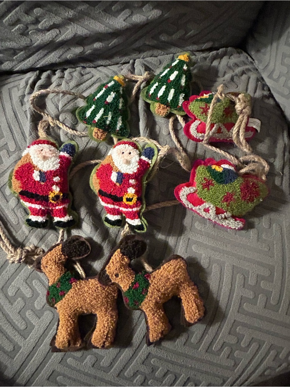 Santa reindeer Christmas felt garland decor